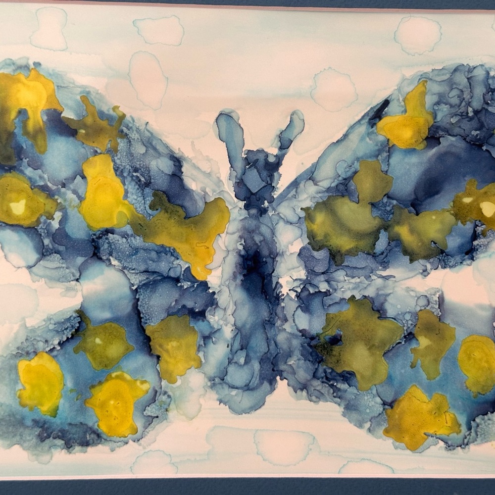 Hand crafted one of a kind abstract butterfly wall decor alcohol ink painting - Picture 6 of 7